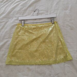 Zara lime green sequin skirt size small nwt